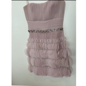 Saboroma size 4 pink strapless beaded petal mini dress